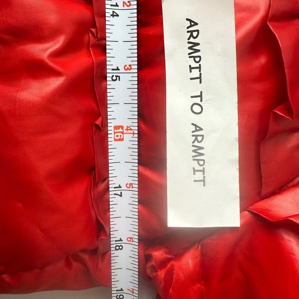 Michael Kors Red Ruffle Down Jacket EUC Size Small Pockets Holiday Christmas - Picture 14 of 16